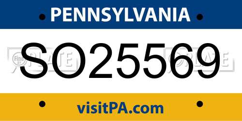 SO25569 Pennsylvania License Plate