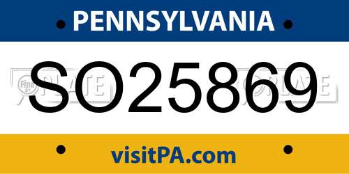 SO25869 Pennsylvania License Plate
