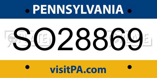 SO28869 Pennsylvania License Plate