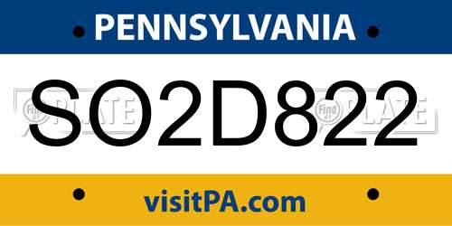 SO2D822 Pennsylvania License Plate
