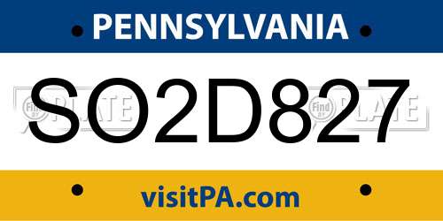 SO2D827 Pennsylvania License Plate