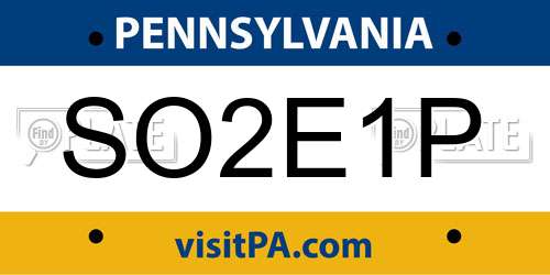 SO2E1P Pennsylvania License Plate