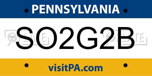 SO2G2B Pennsylvania License Plate
