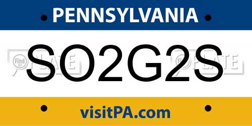 SO2G2S Pennsylvania License Plate
