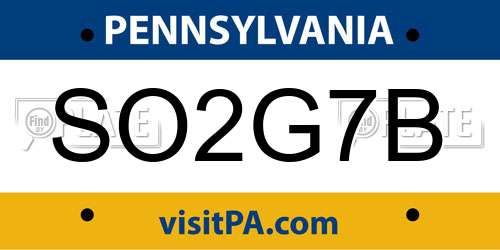 SO2G7B Pennsylvania License Plate