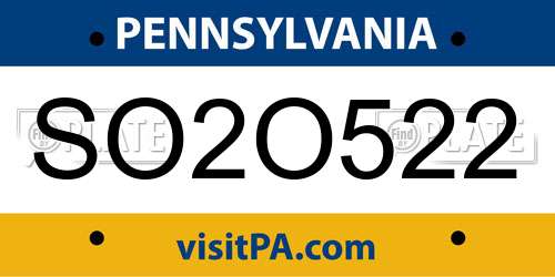 SO2O522 Pennsylvania License Plate