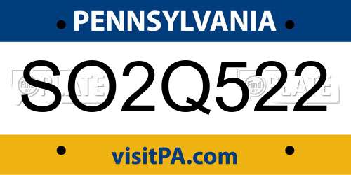 SO2Q522 Pennsylvania License Plate