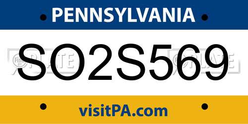 SO2S569 Pennsylvania License Plate