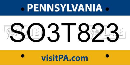 SO3T823 Pennsylvania License Plate