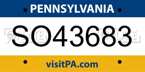 SO43683 Pennsylvania License Plate