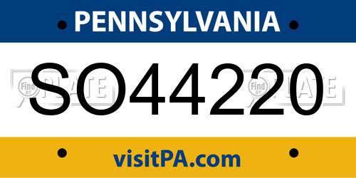 SO44220 Pennsylvania License Plate