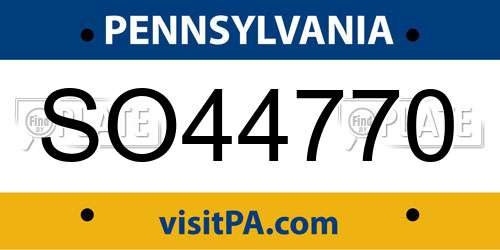 SO44770 Pennsylvania License Plate