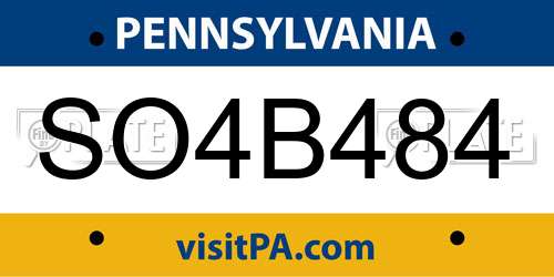 SO4B484 Pennsylvania License Plate