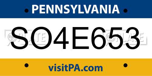 SO4E653 Pennsylvania License Plate