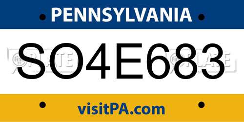 SO4E683 Pennsylvania License Plate