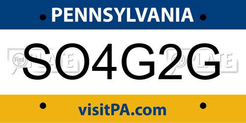 SO4G2G Pennsylvania License Plate