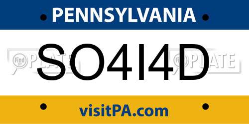 SO4I4D Pennsylvania License Plate
