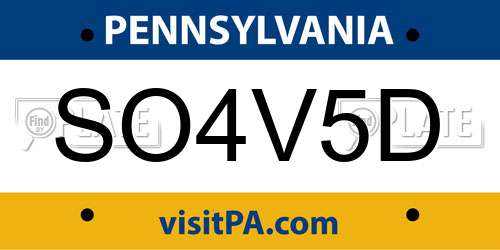 SO4V5D Pennsylvania License Plate
