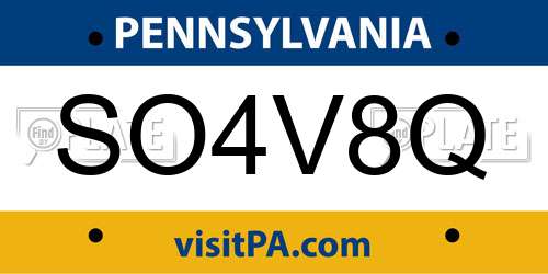 SO4V8Q Pennsylvania License Plate