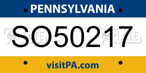 SO50217 Pennsylvania License Plate