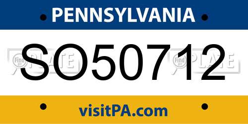 SO50712 Pennsylvania License Plate