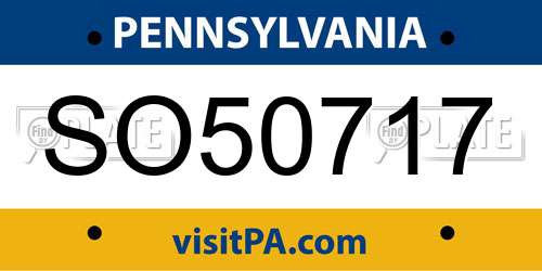 SO50717 Pennsylvania License Plate