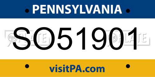 SO51901 Pennsylvania License Plate