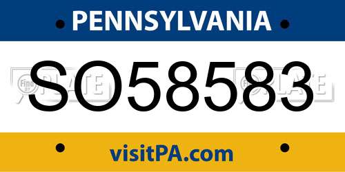SO58583 Pennsylvania License Plate