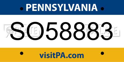 SO58883 Pennsylvania License Plate