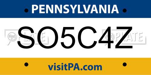 SO5C4Z Pennsylvania License Plate