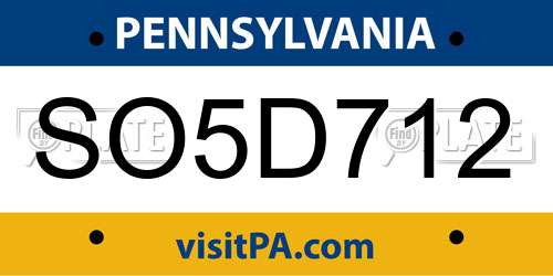 SO5D712 Pennsylvania License Plate