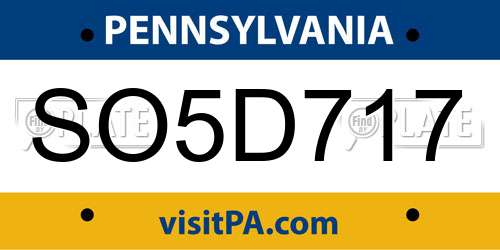 SO5D717 Pennsylvania License Plate