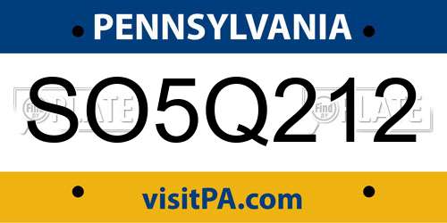 SO5Q212 Pennsylvania License Plate
