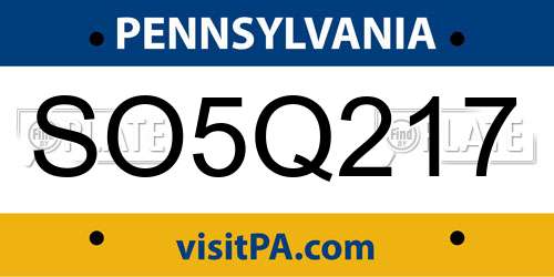 SO5Q217 Pennsylvania License Plate