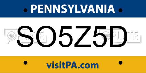 SO5Z5D Pennsylvania License Plate