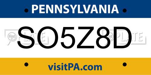 SO5Z8D Pennsylvania License Plate