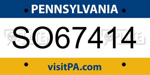 SO67414 Pennsylvania License Plate