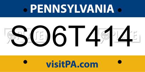SO6T414 Pennsylvania License Plate