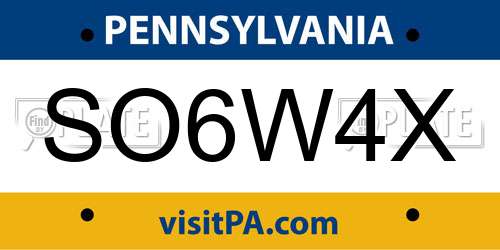 SO6W4X Pennsylvania License Plate