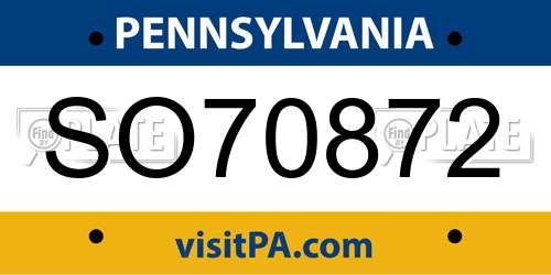 SO70872 Pennsylvania License Plate