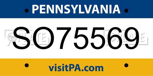 SO75569 Pennsylvania License Plate