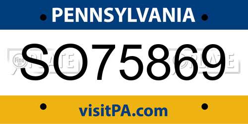 SO75869 Pennsylvania License Plate