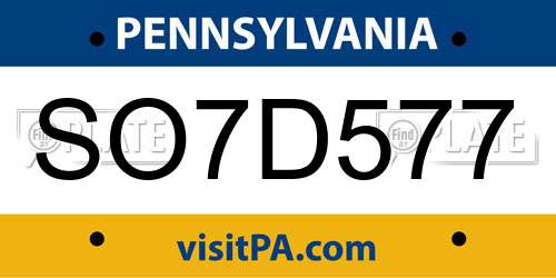 SO7D577 Pennsylvania License Plate