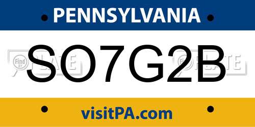 SO7G2B Pennsylvania License Plate