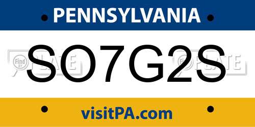 SO7G2S Pennsylvania License Plate