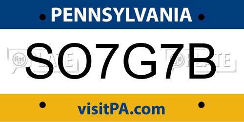 SO7G7B Pennsylvania License Plate