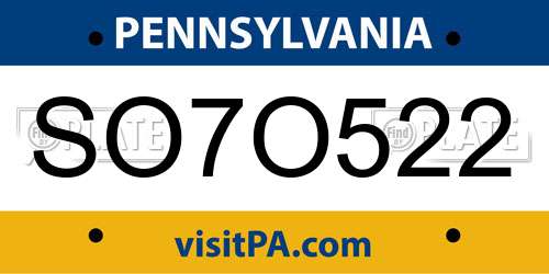 SO7O522 Pennsylvania License Plate