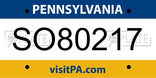 SO80217 Pennsylvania License Plate