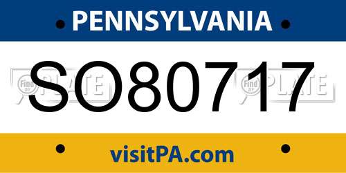 SO80717 Pennsylvania License Plate