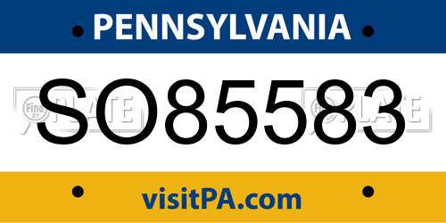 SO85583 Pennsylvania License Plate